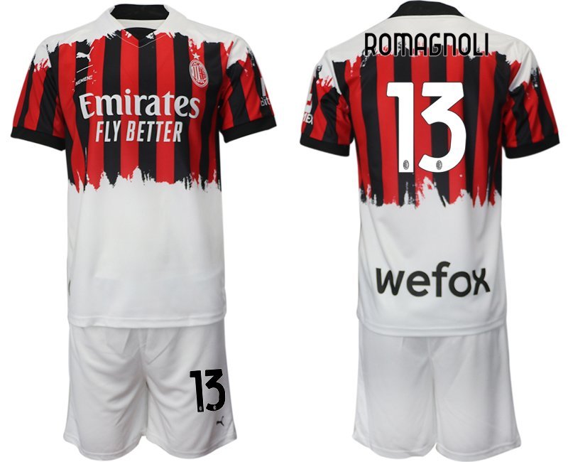 AC Milan x NEMEN Viertes Trikot 2021-22 rot schwarz weiß 4th Trikot mit Aufdruck Romagnoli 13