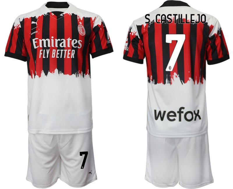 AC Milan x NEMEN Viertes Trikot 2021-22 rot schwarz weiß 4th Trikot mit Aufdruck S.Castillejo 7