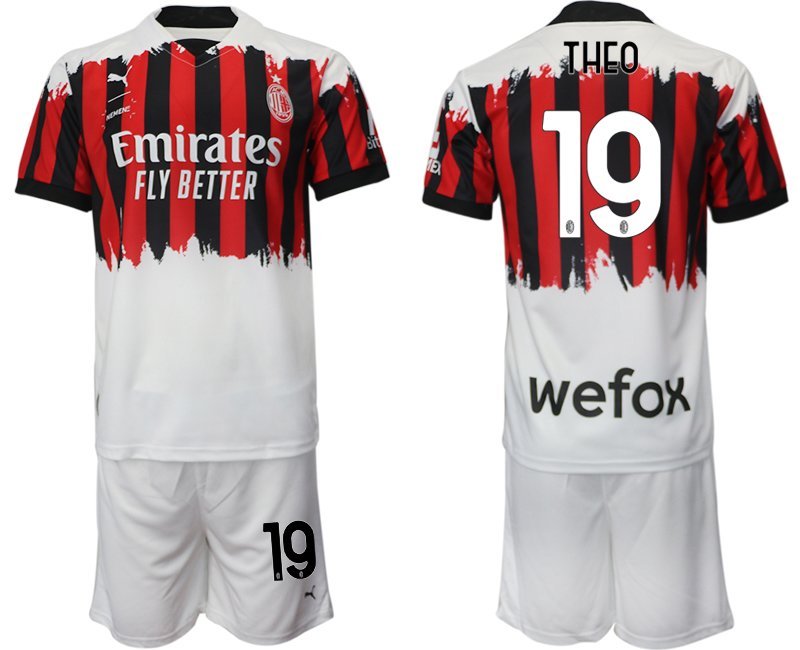 AC Milan x NEMEN Viertes Trikot 2021-22 rot schwarz weiß 4th Trikot mit Aufdruck Theo 19