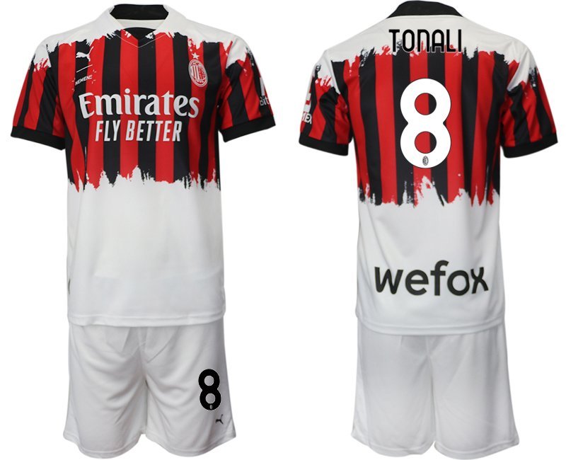 AC Milan x NEMEN Viertes Trikot 2021-22 rot schwarz weiß 4th Trikot mit Aufdruck Tonali #8