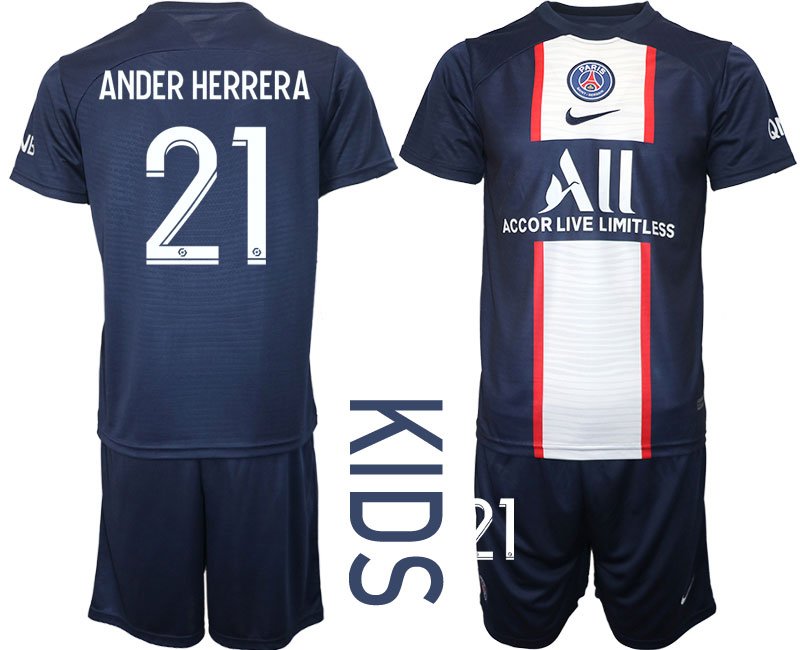 ANDER HERRERA #21 Paris Saint-Germain 202223 Heimtrikot Blau PSG Trikot Kinder