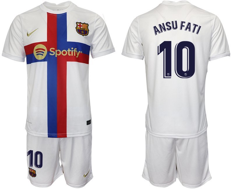 ANSU FATI 10 Neue dritte Trikot von FC Barcelona 2022-23 weiß Trikotsatz Herren