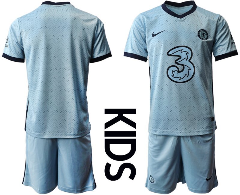 Chelsea FC Auswärts Trikot 2020-21 hellblau dunkelblau Fußballtrikots Kinder