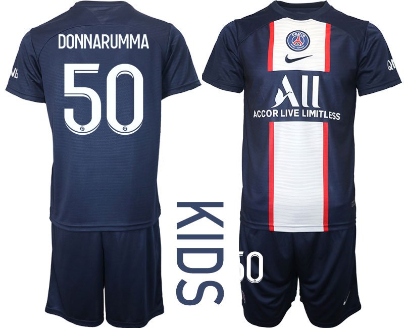 DONNARUMMA 50 Paris Saint-Germain 2223 Kinderheim Trikot blau Kurzarm + Kurze Hosen