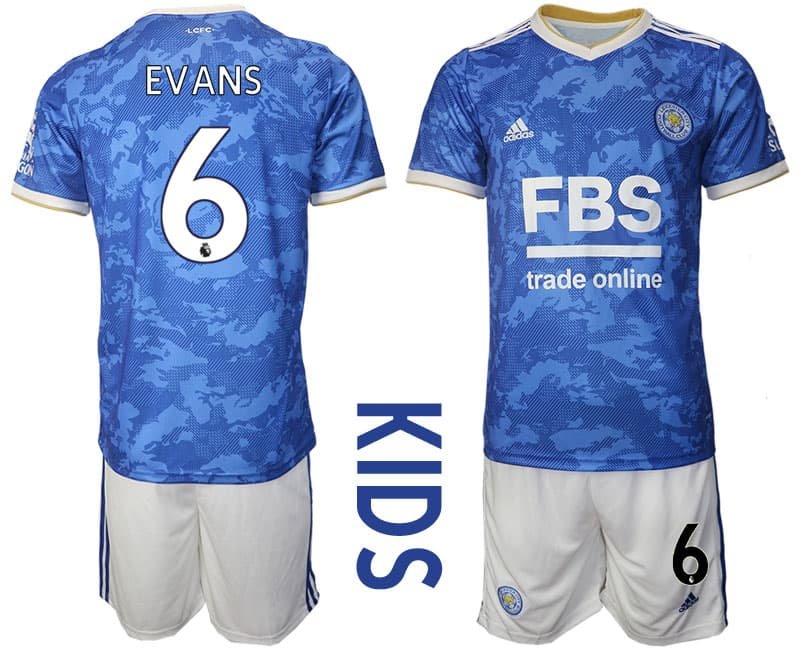 EVANS #6 Leicester City 2021-2022 Kinderheim Trikot blau weiß