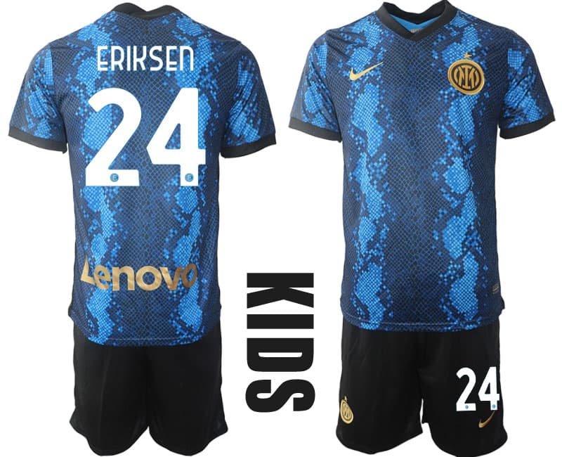 Eriksen 24 Inter Mailand Heimtrikot 202122 blau gold Trikotsatz Kinder