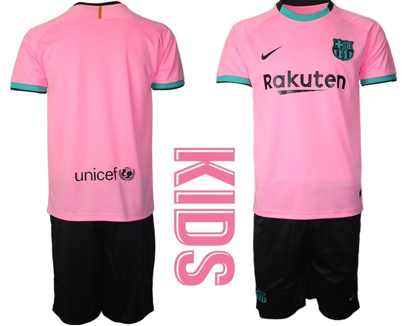 FC Barcelona 2020-2021 Ausweichtrikot Set rosa Kurzarm + schwarz Kurze Hosen