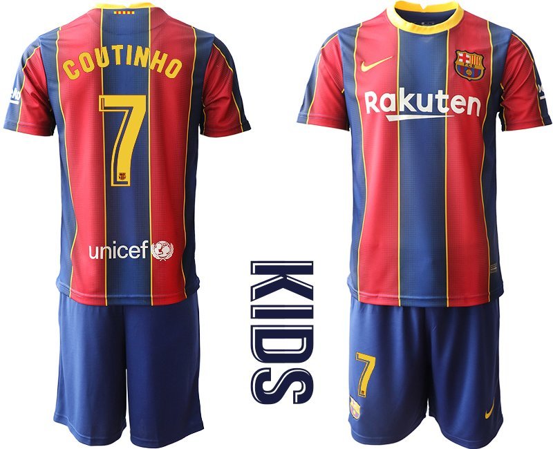 FC Barcelona Fußball-Trikots Kinderheim Trikot 202021 Trikotsatz Kurzarm Coutinho 7