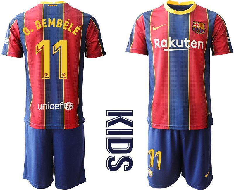 FC Barcelona Fußball-Trikots Kinderheim Trikot 2020/21 Trikotsatz Kurzarm O. DEMBELE 11