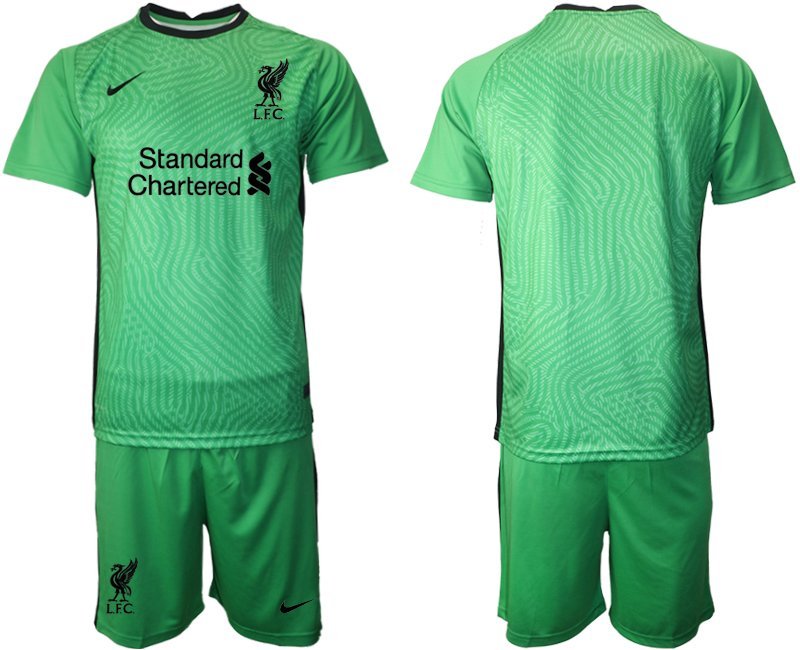 FC Liverpool Torwarttrikot 2020-2021 Grün Trikotsatz Kurzarm + Kurze Hosen Herren