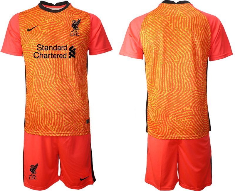 FC Liverpool Torwarttrikot 2020/21 orange Trikotsatz Kurzarm + Kurze Hosen Herren