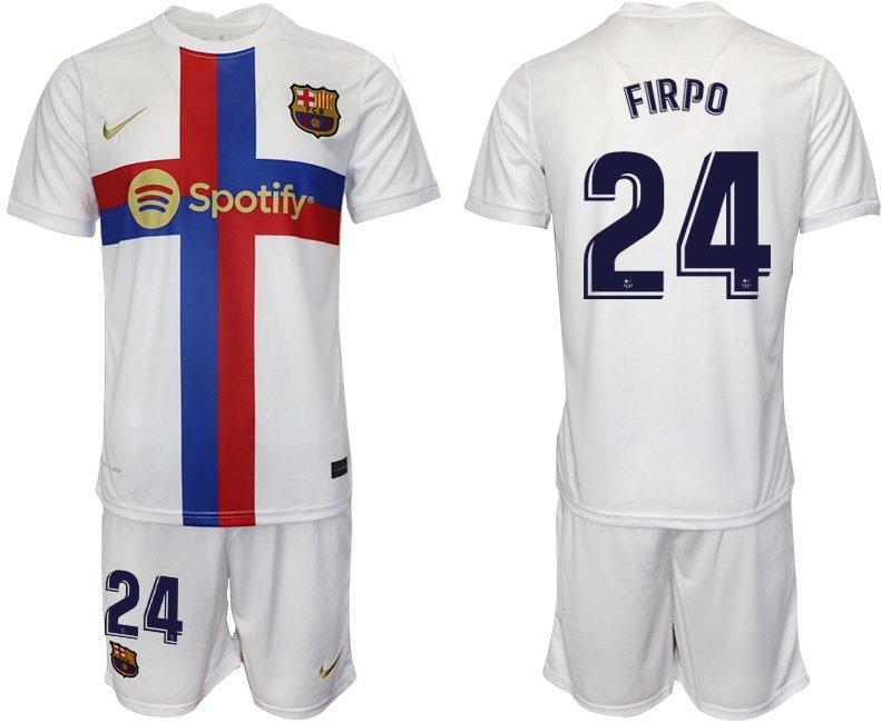 FIRPO 24 FC Barcelona 202223 Ausweichtrikot weiß Trikotsatz Kurzarm + Kurze Hosen