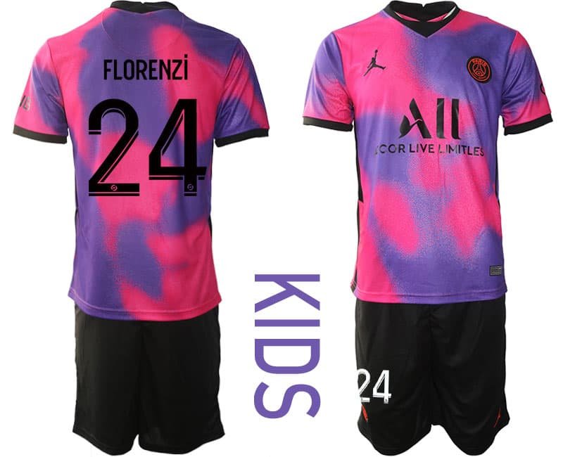 FLORENZI 24 Paris Saint Germain 20202021 Viertes Trikot rosa und lila Kinder