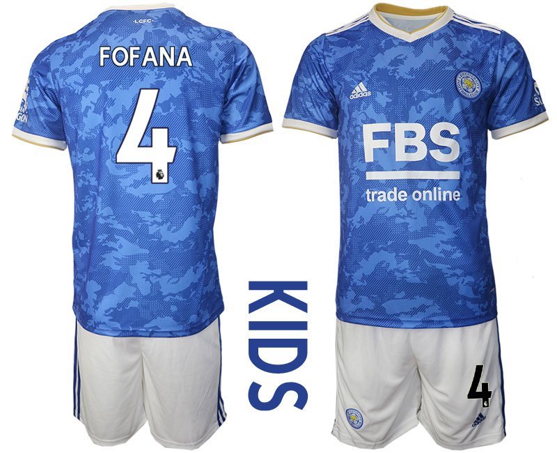 Fofana #4 Trikotsatz Leicester City 2021-2022 Heimtrikot blau weiß Kinder