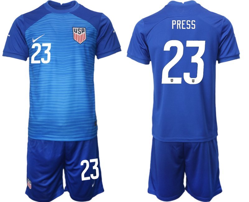 Fußballtrikot für Herren United States Auswärtstrikot WM 2022 USA Trikot blau PRESS 23