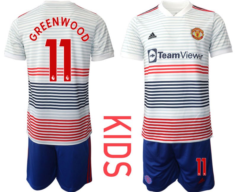 Greenwood 11 Manchester United Auswärtstrikot 2022-23 weiß Fußballtrikot Kinder