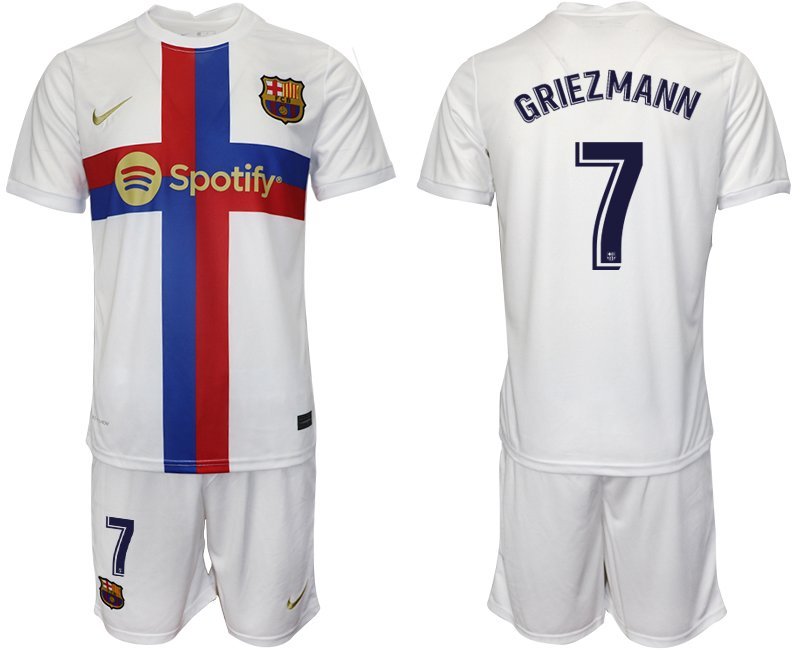 Griezmann 7 FC Barcelona 202223 Drittes Trikot weiß Trikotsatz Kurzarm + Kurze Hosen Herren