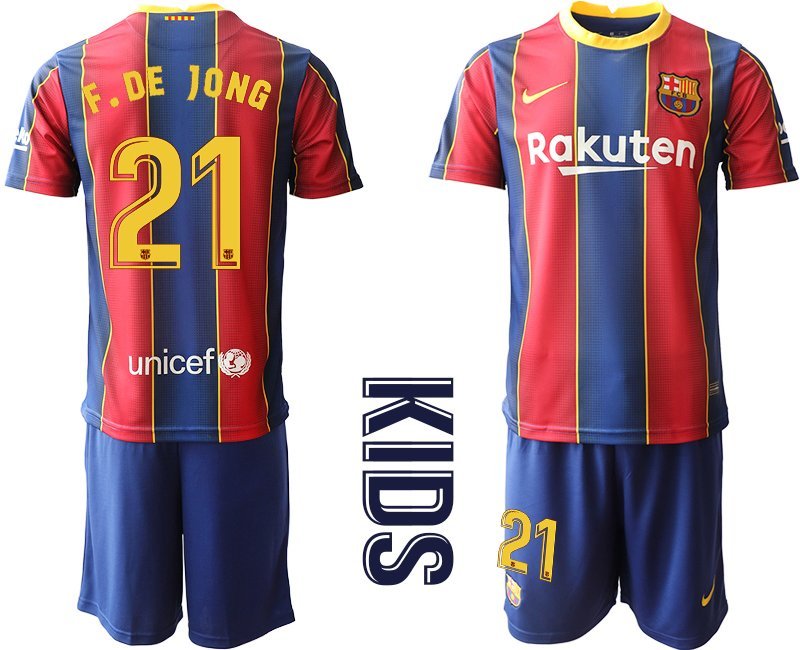 Günstige Fussballtrikot Kinder Heimtrikot FC Barcelona 202021 Home Trikot F.DE JONG 21