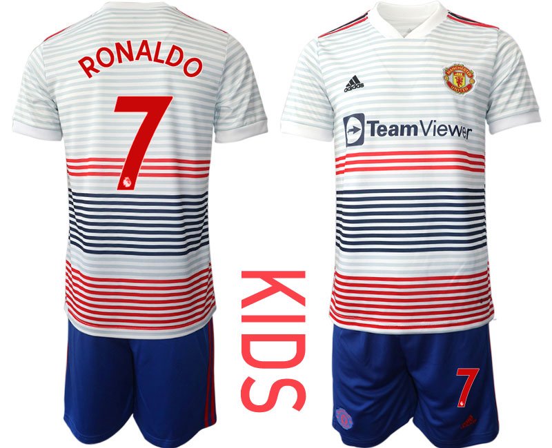 Günstige RONALDO 7 Manchester United Auswärtstrikot 2022-23 Fußballtrikot Kinder Kaufen