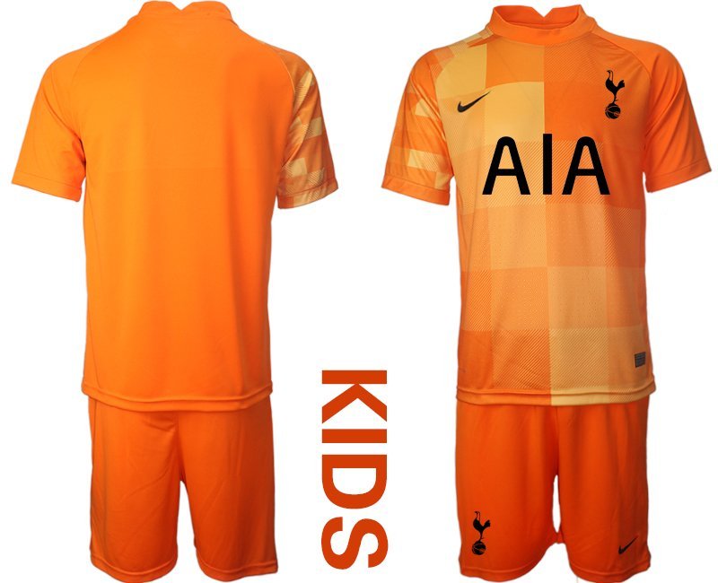 Günstige Tottenham Hotspur 2021/22 Torwarttrikot Orange Trikotsatz Kurzarm Kinder