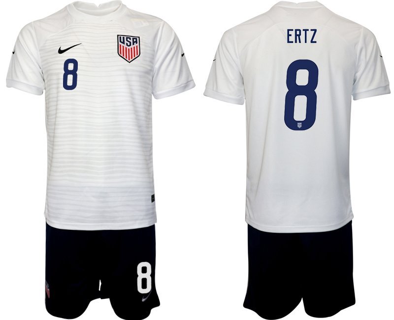 Herren USA Heimtrikot WM 2022 weiß T-shirt weiß mit Aufdruck ERTZ 8