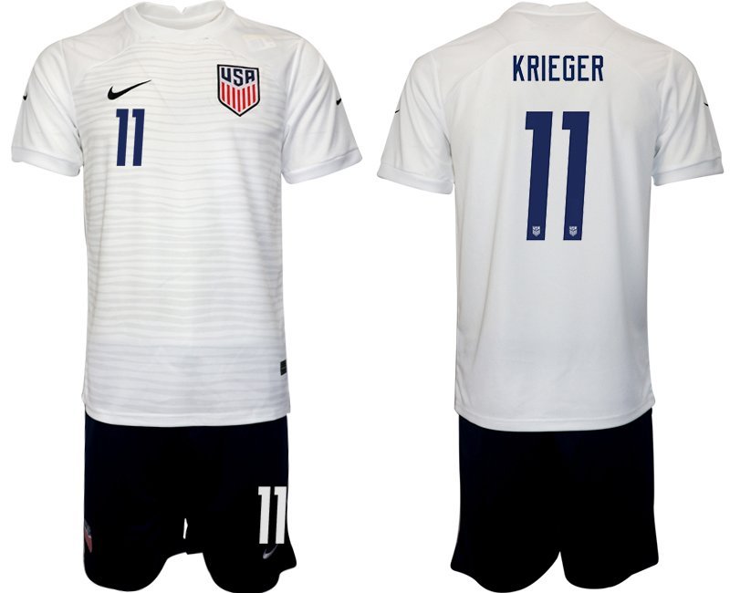 Herren USA Heimtrikot WM 2022 weiß T-shirt weiß mit Aufdruck Krieger #11