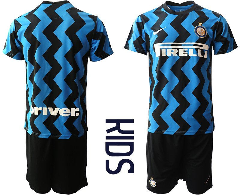 Inter Mailand 202021 Heimtrikot Spark BlauWeiß Kinder Fanbekleidung