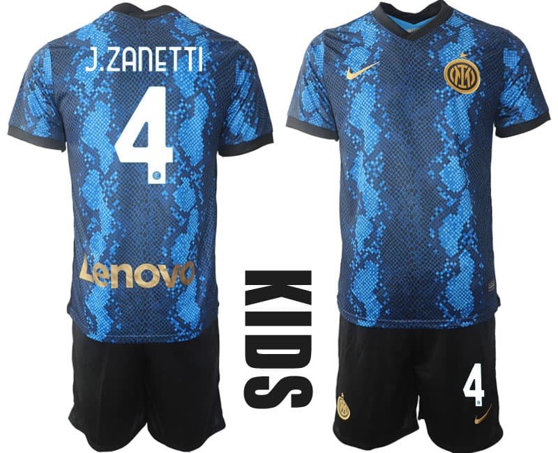 J.Zanetti 4 Inter Mailand Heimtrikot 2021/22 blau gold Trikotsatz Kinder