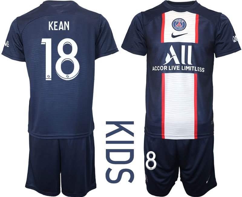 Kean 18 Paris Saint-Germain Fußballtrikots 202223 PSG Kinderheim Trikot Blau