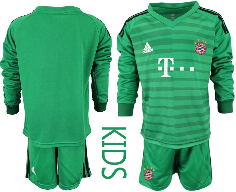 Kinder FC Bayern München 2018/19 Torwarttrikot Grün Trikotsatz Langarm online kaufen