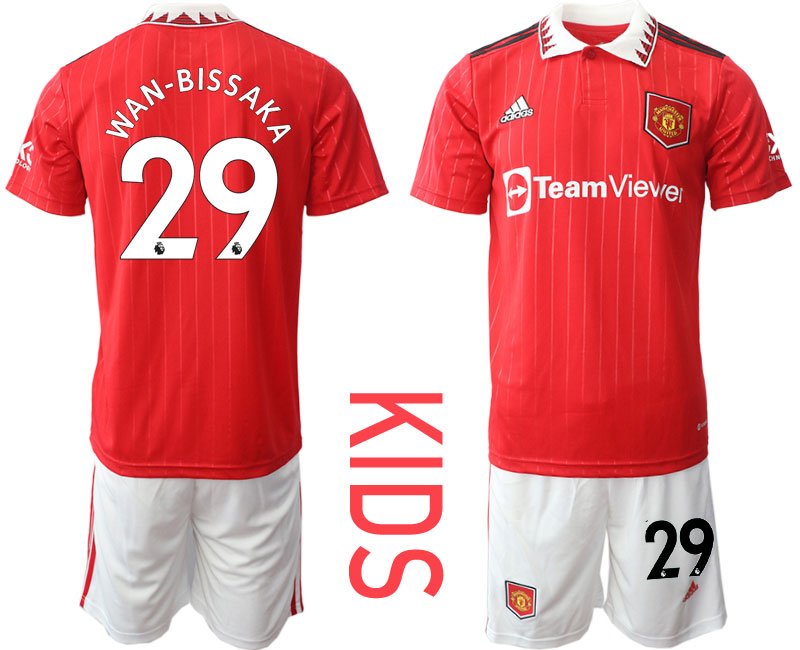 Kinder Manchester United 2022-2023 Heimtrikot mit Aufdruck Wan-Bissaka 29