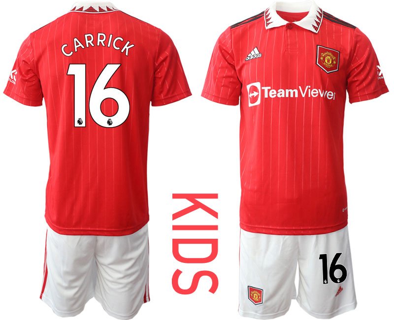 Kinder Manchester United 2022-23 Heimtrikot mit Aufdruck Carrick 16