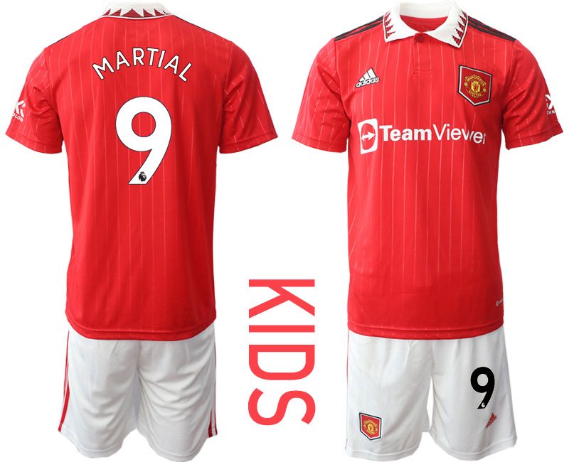 Kinder Martial 9 Manchester United Heimtrikot 22-23 rot weiß Fußballtrikot Kaufen