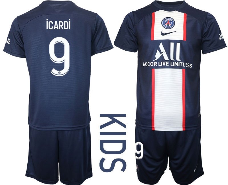 Kinder Paris Saint-Germain Heimtrikot 202223 PSG Trikotsatz Blau ICARDI 9