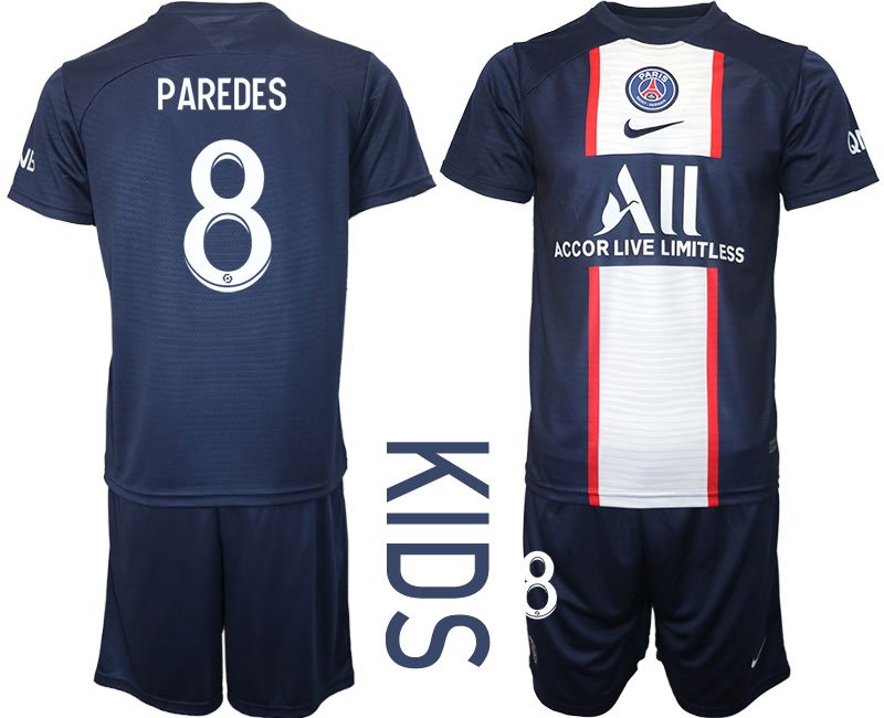 Kinder Paris Saint-Germain Heimtrikot 202223 PSG Trikotsatz Blau PAREDES 8