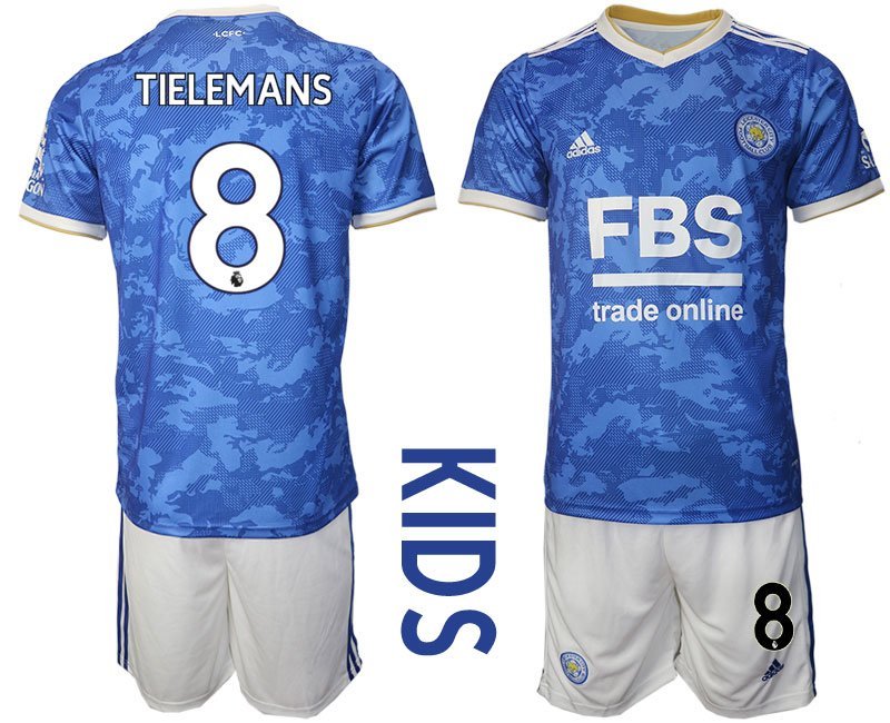 Kinder Trikotsatz Leicester City 2021-2022 Heimtrikot blau weiß mit Aufdruck Tielemans 8