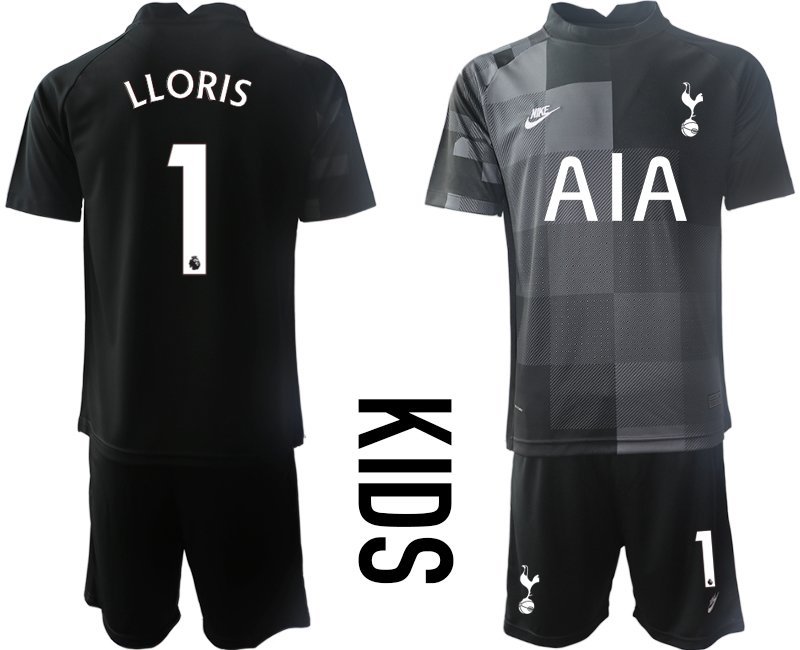 LLORIS 1 Tottenham Hotspur 2021/22 Torwart Trikot Schwarz Kindertrikot für draußen