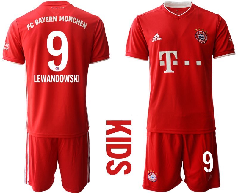 Lewandowski 9 FC Bayern München Heim Trikot 2020-2021 rot weiß Trikotsatz Kinder