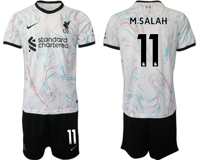 M.SALAH 11 FC Liverpool 2022-2023 Auswärtstrikot weiß schwarz Fussballtrikot Set