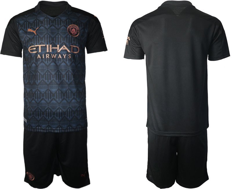 MAN CITY Kinder Auswärts Trikot 2020-21 Trikotsatz schwarz kupfer Manchester City