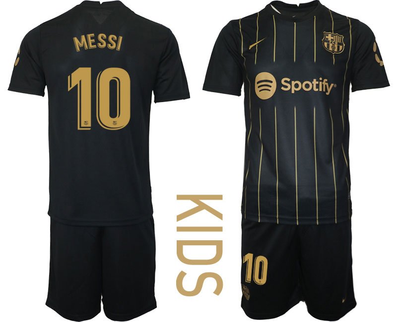 MESSI 10 FC Barcelona 2022-2023 Trikot schwarz gold Trikotsatz Kurzarm Kinder