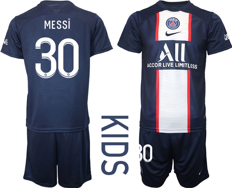 MESSI #30 Paris Saint-Germain Home Trikot 2022-23 Kinder PSG Trikotset günstig kaufen