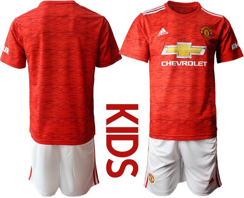 Manchester United Heimtrikot 2020-21 Trikotsatz Kurzarm rot + Kurze Hosen weiß Kinder