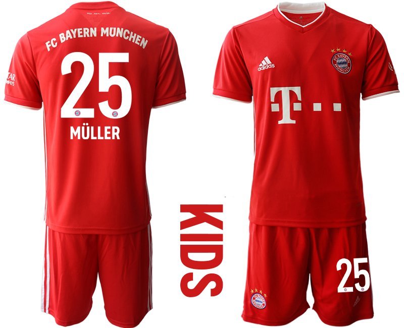 Müller 25 FC Bayern München Heim Trikot 2020-2021 rot/weiß Trikotsatz Kinder