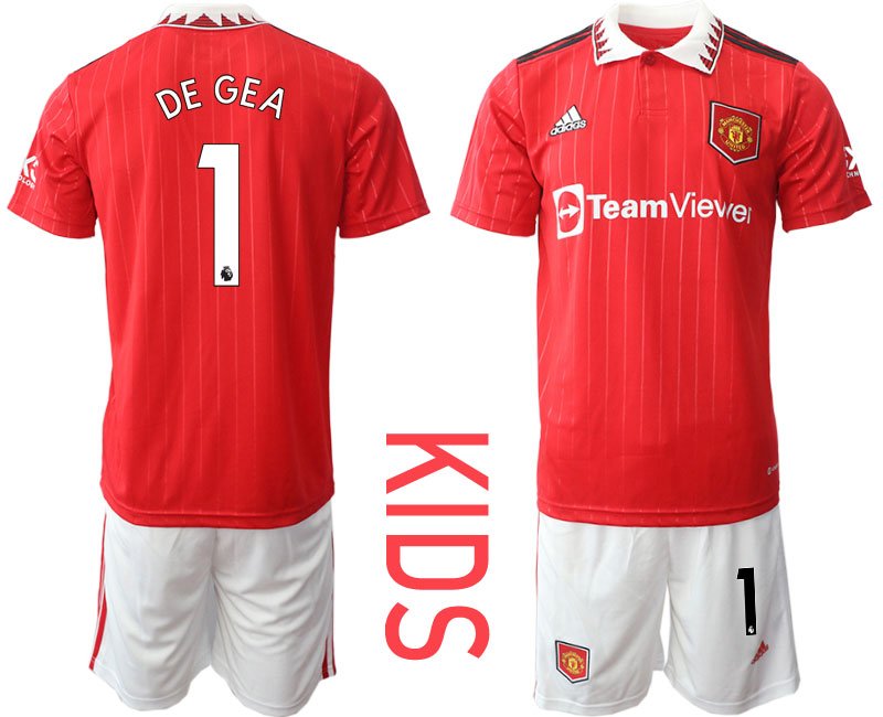 Neue Fußballtrikots Manchester United 2022-23 Kindertrikot für draußen DE GEA 1