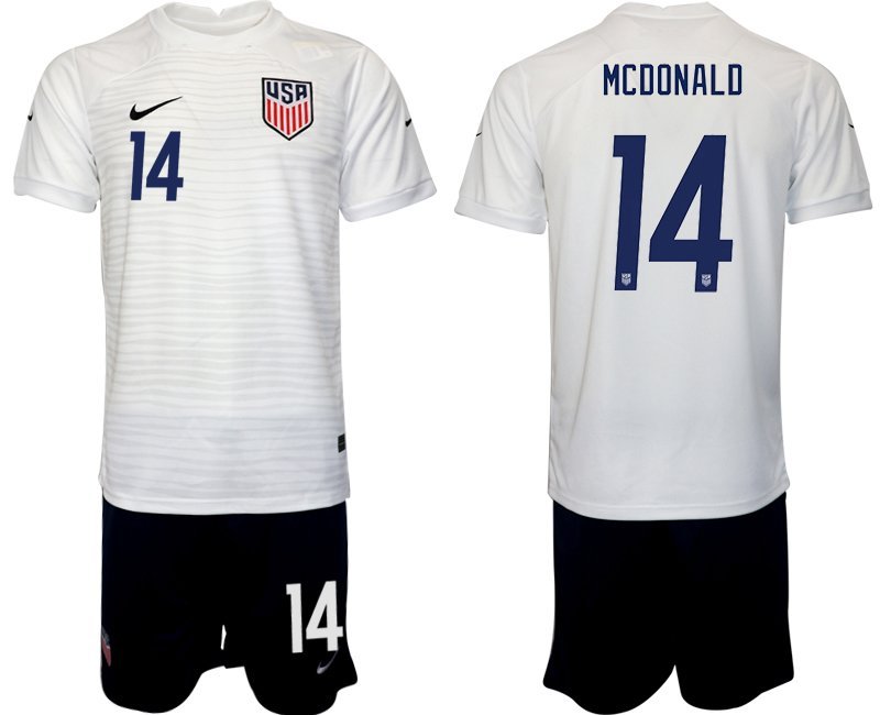 Neue Fußballtrikots weiß der United States für die WM 2022 USA Heimtrikot McDonald 14