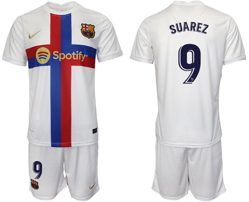 Neue dritte Trikot von FC Barcelona 2022-23 weiß Trikotsatz SUAREZ #9