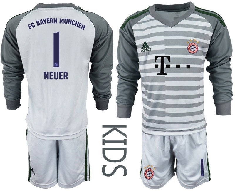 Neuer 1 FC Bayern München TW-Trikot 2018-2019 Grau Kinderheim Torwart Trikot