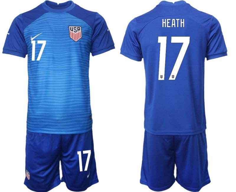 Neues USA Trikot WM 2022 blau Auswärtstrikot bestellen mit Aufdruck Heath 17