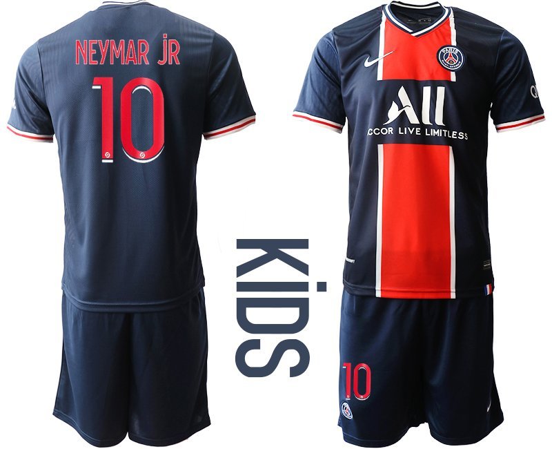 Neymar Jr 10 Paris Saint-Germain 2020-2021 Heimtrikot blau PSG Fußballtrikot Kinder